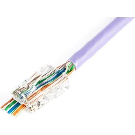 Conector RJ45 (8P8C) de paso cat.5e sin blindaje AWG 26-24 /bolsa contiene 100 unidades/X-ML-5U-EZ