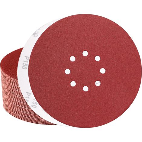 Disques abrasifs 225mm grain 150, 8 trous, velcro, lot de 50 (1/5)