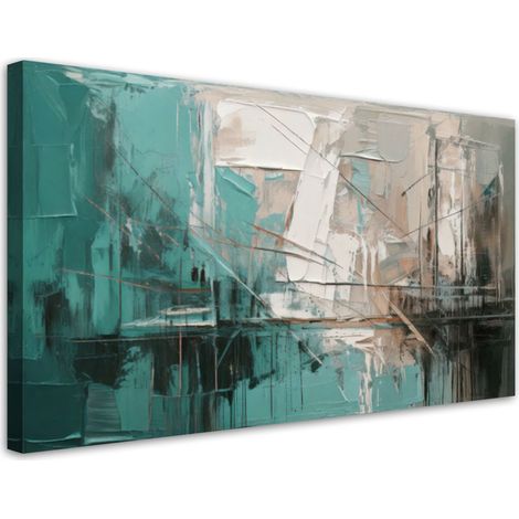 Wandbild für das Wohnzimmer Abstraktion Türkis Minimalistisch 80x40 cm (1/5)