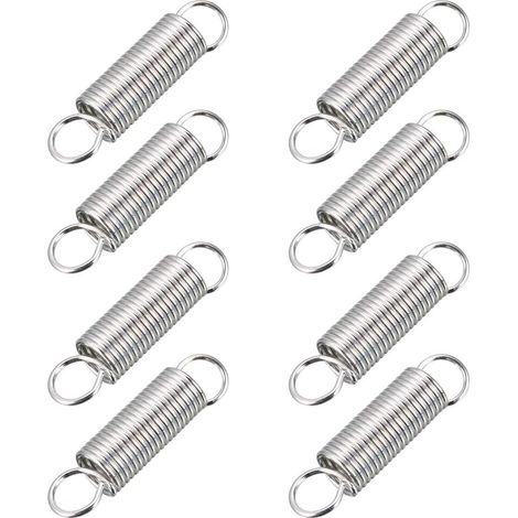 8pcs Tension Spring 1.2mm Wire Dia Extension Springs, Steel Spring Small Double Hook, 1cm OD, 46mm Free Length (1/3)