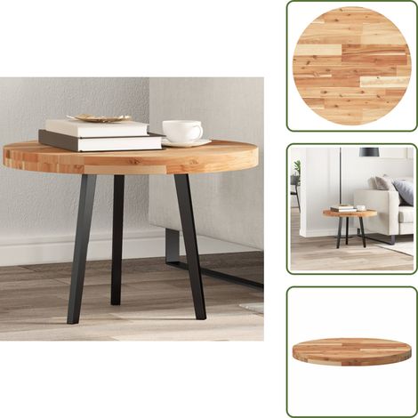 The Living Store Tischplatte Rund Ø60x4 cm Massivholz Akazie - Holztischplatte - Akasie Tischplatte - Runde Tischplatte - Wohnzimmer Dekoration - Esstisch Platte
