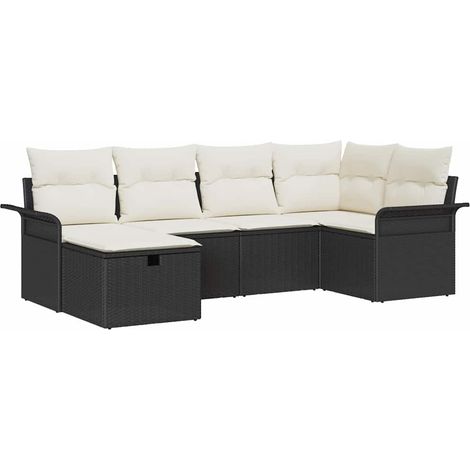 Garden Sofa Set with Cushion with Storage 6 pcs Poly rattan vidaXL