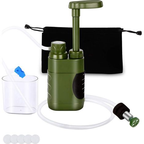 1 ensemble de purificateur d'eau extérieur, purificateur d'eau d'urgence de sécurité, mini purificateur d'eau, camping portable, purificateur d'eau extérieur militaire unique (1/5)