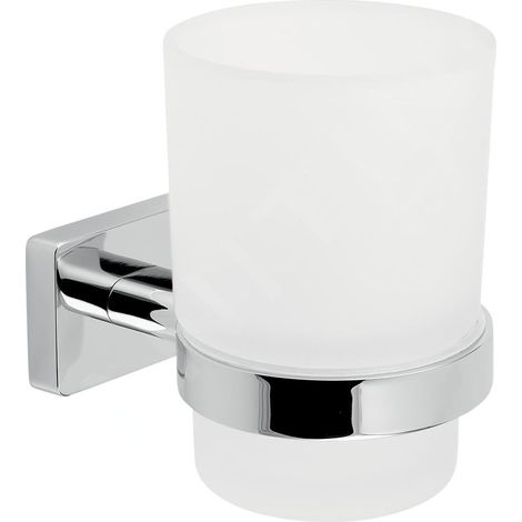 Novaservis Ferro Greta - Verre pour brosse à dents et dentifrice avec support, verre dépoli / chrome AGR03 (1/2)