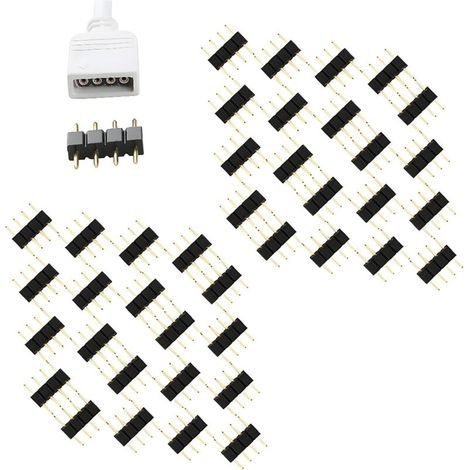 40 Stück LED 4-poliger Stecker auf Stecker für SMD 10mm 5050 3528 2835 RGB LED-Streifen (schwarz) (1/5)