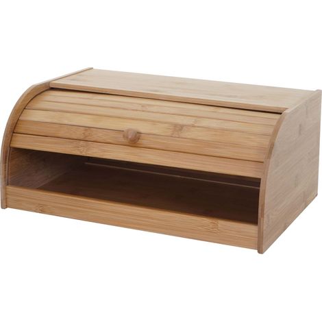 HHG – Boîte à pain en bambou – Couvercle coulissant – Dimensions 17x40x28cm – Rangement optimisé pour pain frais - HHG-727