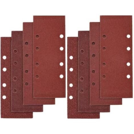 40 sheets of 93x185 mm sandpaper suitable for 8-hole sanders with P40, P60, P80, and P100 abrasive grits