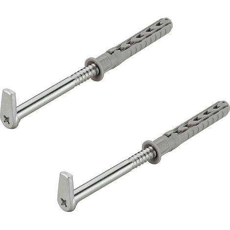 Set di 2 ganci a vite M6 da 5,8 mm x 80 mm – Acciaio zincato – Tasselli da 60 mm per il fissaggio di armadi e scaffali (1/2)
