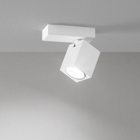 Faretto in alluminio colore bianco Oddy 1 luce attacco GU10  orientabile 6x6cm (1/3)