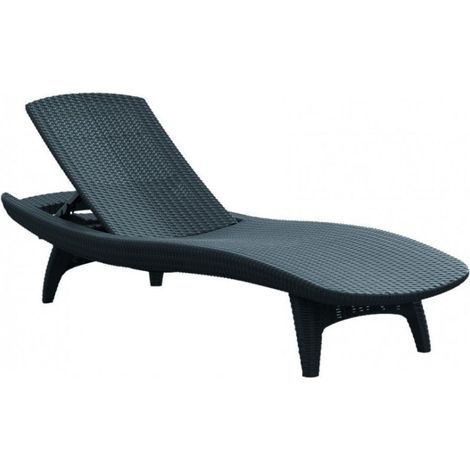 Allibert by Keter Pacific chaise Longue, 4 positions, 197 x 75 x 41 cm, Graphite (230674) (1/5)