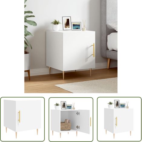 The Living Store Table de chevet blanc 40x40x50 cm bois d’ingénierie - Table De Chevet - Meuble De Chambre - Armoire De Chevet - Commode - Design Moderne (1/5)
