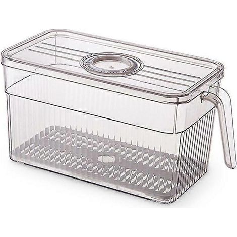 Boîtes de rangement de cuisine avec couvercle minuteur, organisateurs de réfrigérateur, conservent les aliments et les fruits frais, boîtes de rangement pour réfrigérateur et congélateur (1/5)