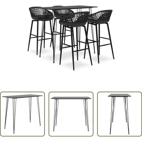 Barhocker -  5-tlg. Bar-Set Schwarz (1/5)