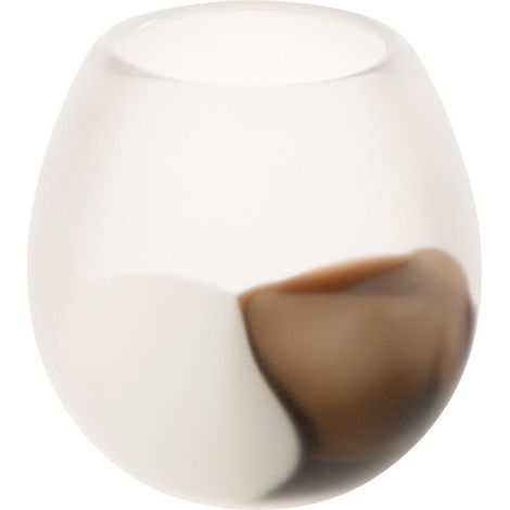 Photophore en Verre "Amos" 14cm Blanc & Marron