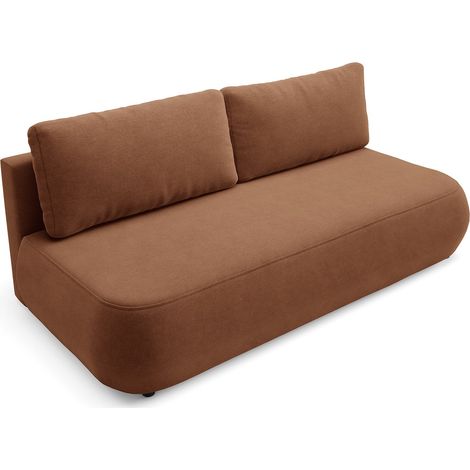 Sofá Cama 2 Plazas Brugnato, Con Cajón, Cojines Desenfundables, Reclinable, 210x106 cm Naranja