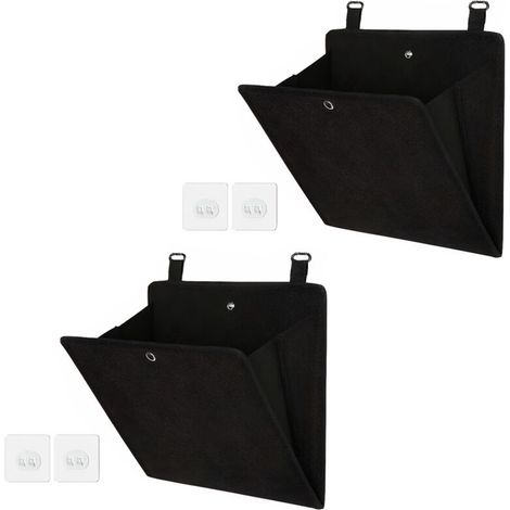 Juego de 2 bolsas para colgar zapatos en la puerta, bolsas de almacenamiento colgantes, multifuncionales para zapatos, sombreros y accesorios, de tela Oxford, color negro (26,5 x 27,5 cm). (1/5)