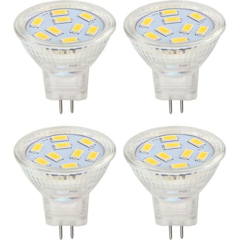 Ampoules LED MR11 2W 12V, GU4 Blanc chaud 3000K, équivalent halogène 20W, ampoule LED MR11 G4/GU4.0 (paquet de 4) (1/5)
