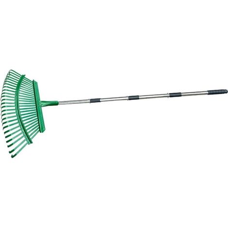 Râteau de jardin avec manche télescopique en acier au carbone conçu pour le jardinage et les tâches cour - (1/5)