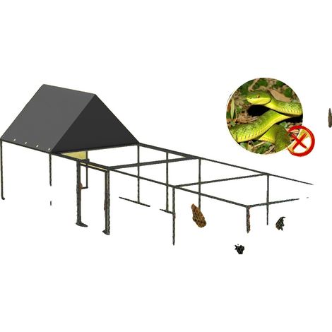 Gallinero, 95% hierro, dimensiones 319,5 x 81 x 90 cm, apto para gallinas y patos, techo resistente a los rayos UV, peso neto 9,06 kg. (1/5)