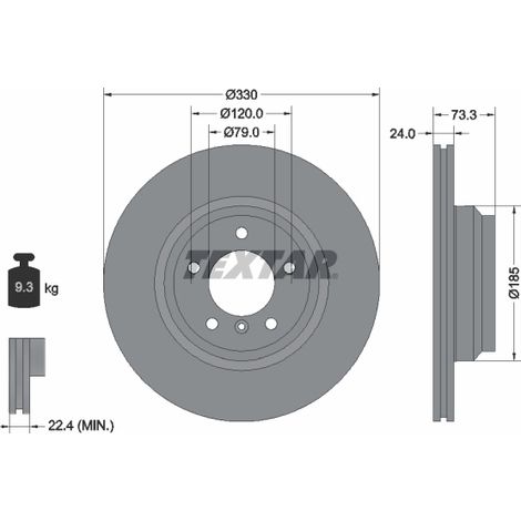 Lot de 2 Disques de frein Textar 92137805 BMW 34116764645 34116854999 6764645