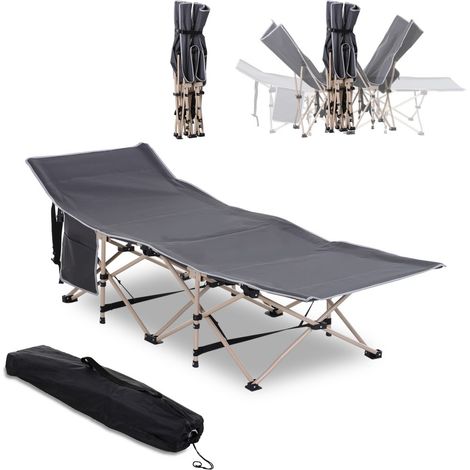 Transat-lit-camping-poche-rangement-pliable-chaise-longue-sac-transport-acier-Oxford-gris-190x68x52cm (1/5)