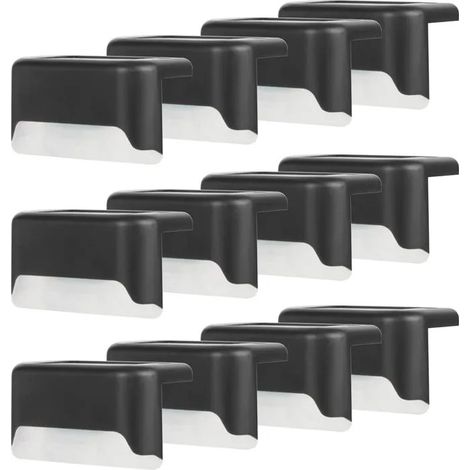 Lampe de clôture solaire étanche,lampes solaires de jardin LED IP65 pour clôtures d'escalier de patio (Lumière chaude-Noir, 12 PCS) (1/5)