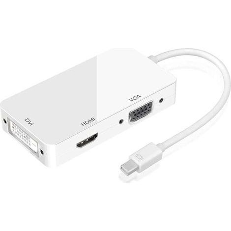 Ozvavzk Mini DisplayPort auf HDMI VGA DVI Adapterkabel 1080P 3-in-1 Thunderbolt Mini DP auf HDMI VGA Konverter, für Macbook Microsoft Lenovo Thinkpad Carbon Touch Helix (Weiß) (1/5)
