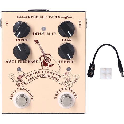 Préamplificateur de guitare à effet analogique, pédale d'effet, contrôle par bouton, accessoires audio, DC9V 100mA (1/5)