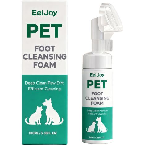 Mousse nettoyante pour pattes d'animaux aux extraits de plantes - Sans rinçage, nettoie en douceur entre les pattes et protège les coussinets - 100 ml (1/5)