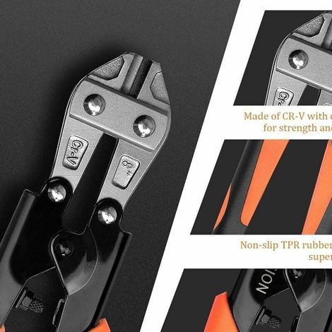 Coupe Boulons, 215 mm Cr-V Boulon Coupeur pour Fil d'acier, Fil, Cable, Chane, Treillis Métallique (1/4)
