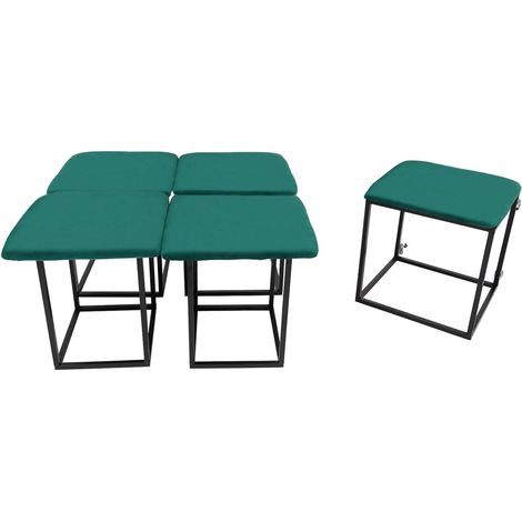 Tabouret de canapé multifonctionnel, 5 en 1 empilable, tabouret combiné, repose-pieds, canapé cube créatif, pour salon, chambre à coucher, bureau, 46 x 46 x 48 cm, Vert