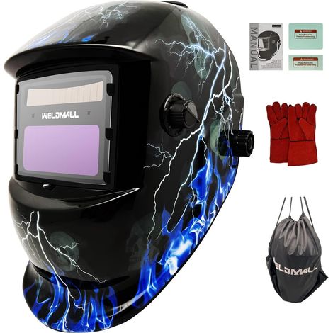Casque à Souder Auto-assombrissant Solaire - Filtre DIN4 - Capteurs Lumineux Double - Pour Soudage MIG TIG MAG - Réglable Hauteur et Largeur - 1 Pièce (1/5)