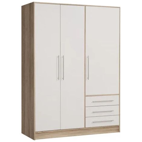 Armoire dressing 145 cm 3 portes blanc décor chêne clair - FARO (1/5)