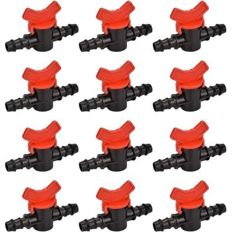Valvola di controllo in plastica, connettore per tubo da irrigazione, valvola di commutazione per irrigazione a goccia per tubo dell'acqua da 16 mm, 12 pezzi (1/5)