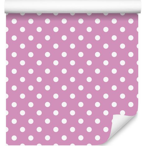 Papier peint à pois rose poudré, motifs doux pour salon et chambre 50x1000 cm (1/5)