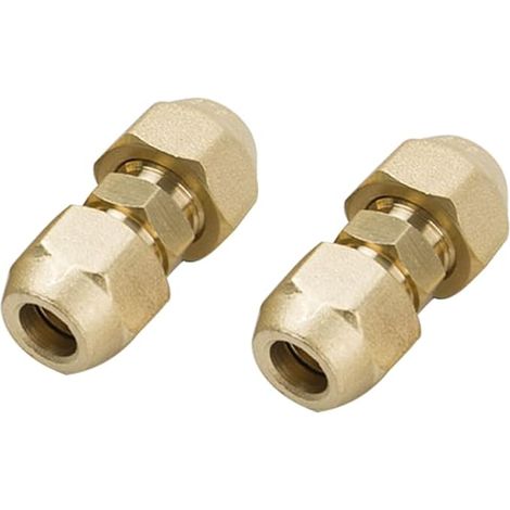 2 pièces de raccords de climatisation de 3/8 pouces, raccords doubles de 9,52 mm pour tuyaux en cuivre, raccord en laiton pour tuyaux en cuivre pour systèmes sanitaires, chauffage central, eau chaude (1/5)