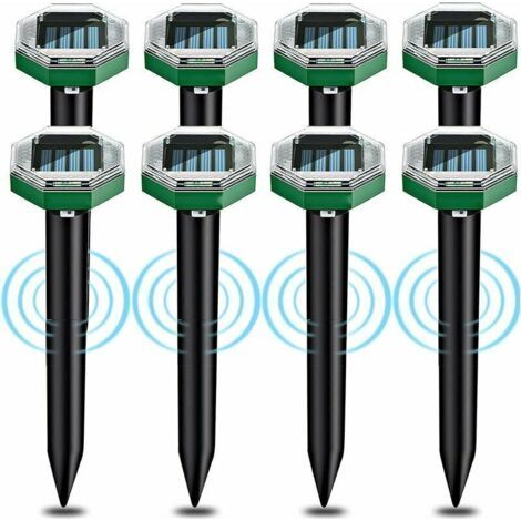 8 pièces – Répulsif solaire anti-taupe à ultrasons, étanche IP65, pour jardin, terrasse et pelouse – efficace contre les taupes et rongeurs souterrains (1/5)