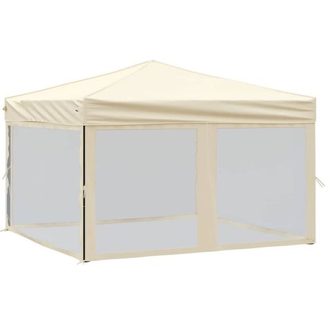 vidaXL Carpa para fiestas plegable con paredes laterales crema 3x3 m (1/2)
