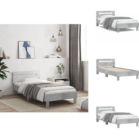 Cadre de lit sans matelas avec tête de lit gris béton 100x200cm - Cadre De Lit - Lit Double - Lit Avec Têtedé Lit - Bois D'ingénierie - Literie (1/5)