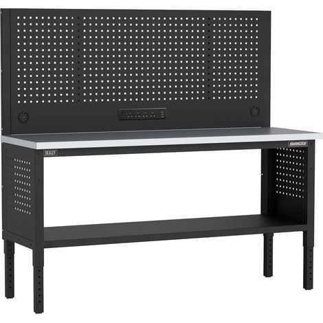 Sealey APMWB72COMBOSS Superline PRO Modular Workbench with Pegboard Back Panel Stainless Steel Worktop 1830mm
