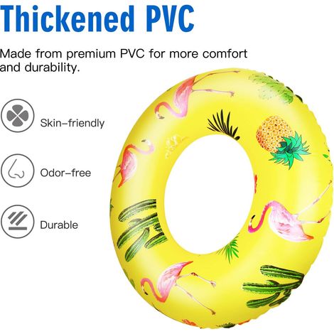 Bouée gonflable ronde en forme d'ananas, résistante et durable, idéale pour la piscine, la plage et les fêtes d'été. Jouet aquatique amusant avec patch de réparation. (1/5)