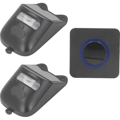 Sonnette de porte solaire avec détecteur de mouvement, alarme lumineuse stroboscopique et stroboscope pour allée extérieure, prise UE 110-240 V (1/5)