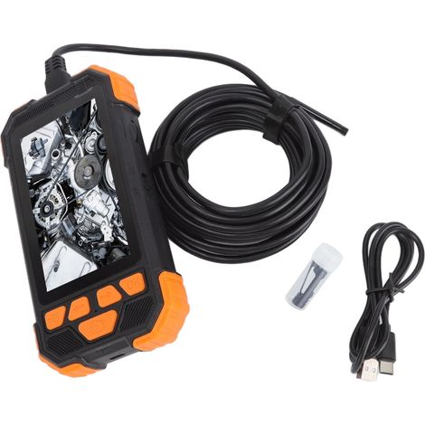 Endoscope à double objectif de 7,9 mm, écran IPS 1080P de 4,3 pouces, caméra étanche IP67, câble de 5 mètres, chargement USB, orange. (1/5)