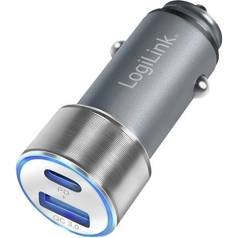 LogiLink USB Ladegerät 36 W 1x USB-A, 1x USB-C® USB PD Silber KFZ USB Power Delivery (USB-PD) (1/5)