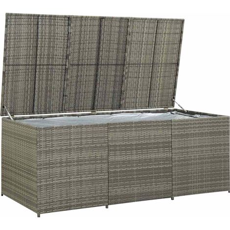 vidaXL Gartenaufbewahrungsbox aus Geflecht 180x90x70 cm grau