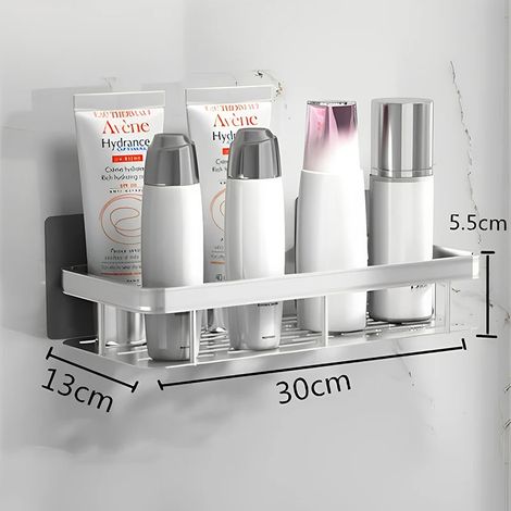 (Silver Square) Étagère murale de salle de bain sans perçage, étagère de douche, organisateur de rangement de cuisine, porte-shampoing, organisateur de rangement de maquillage (1/5)