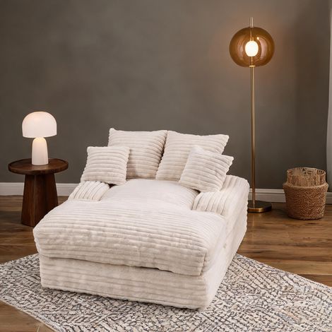 Méridienne ergonomique beige avec coussins amovibles en foam (1/5)