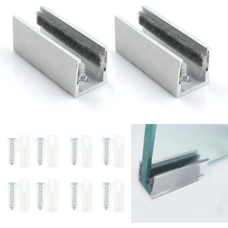 Guida per porte scorrevoli in vetro - rullo a pavimento, accessorio per sistema di porte scorrevoli in vetro senza telaio, 2 pezzi (1/5)