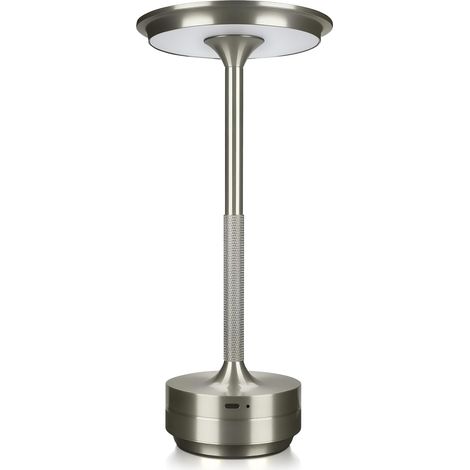 Lampada da tavolo wireless con sensore tattile, altezza regolabile, batteria da 5200 mAh, 3 colori di luce, design versatile in metallo per interni ed esterni. (1/4)