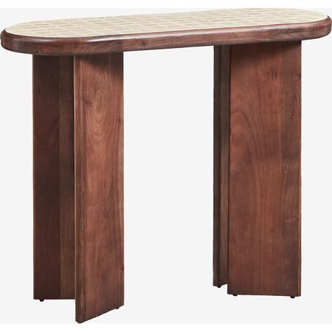 Consolle ingresso 100x40 cm in legno di acacia e piastrelle Aitana SKLUM            